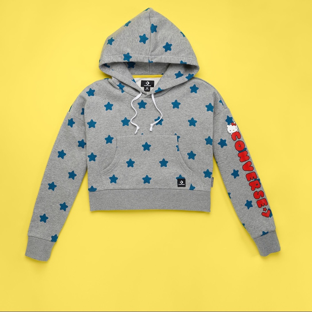 NWT. HELLO KITTY x CONVERSE CROP HOODIE.